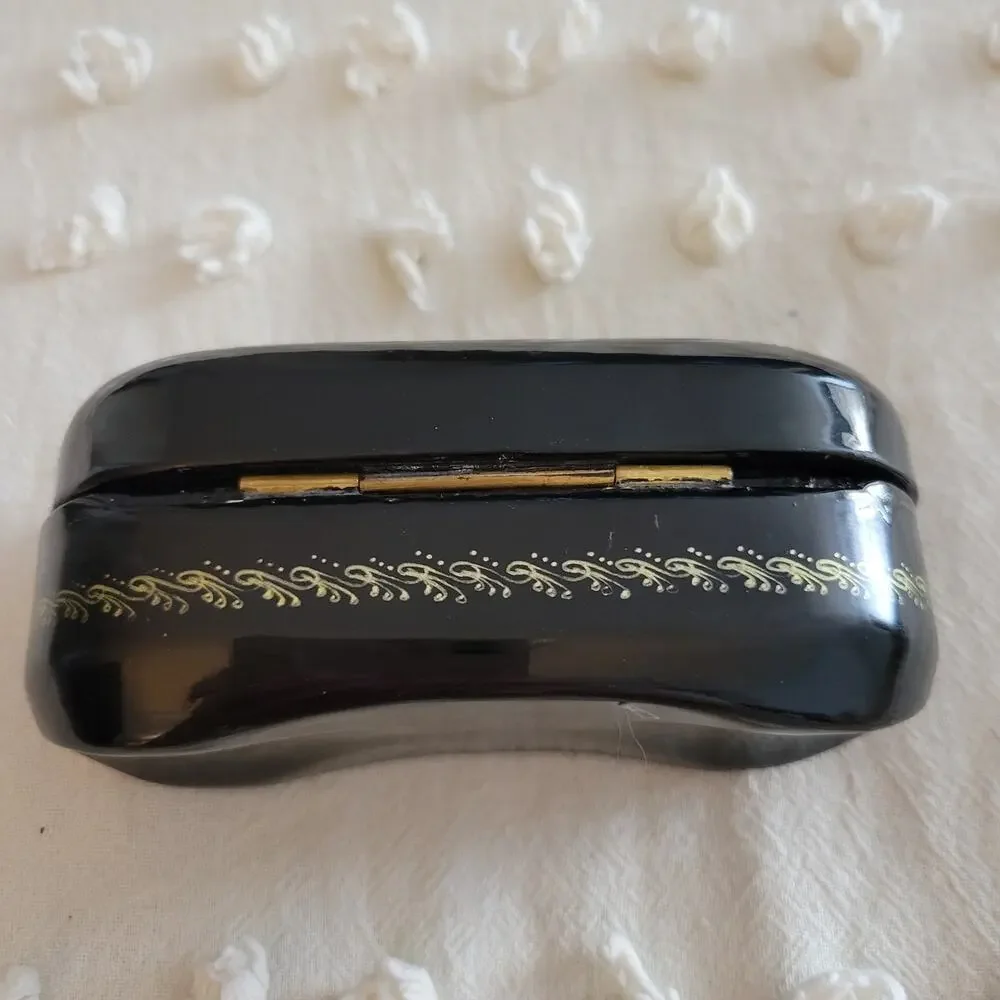 VTG Russian Fedoskino Hand Painted Frog Prince Ivan Signed Lacquer Hinged Box